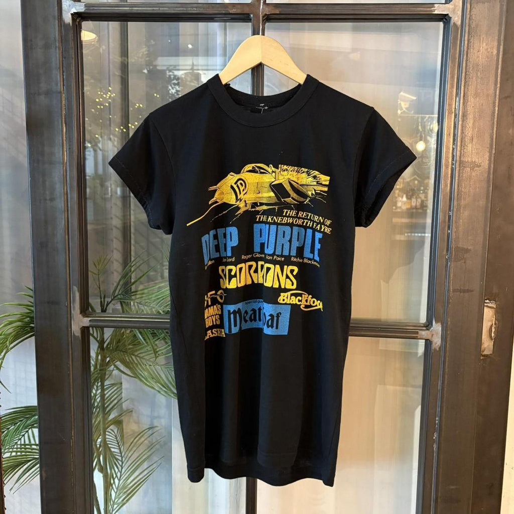 TEE468F - Vintage Retro Essential Black Original Knebworth Music Festival Depo Purple With Special Guest Meatloaf Graphic Print Top Tee T-shirt #90s #graphic #tour #deeppurple #festival