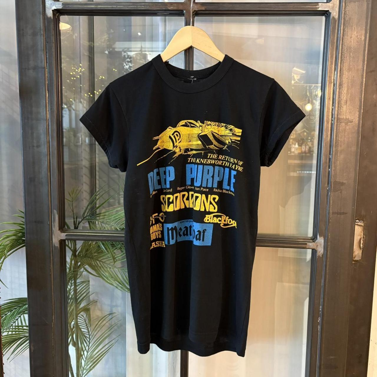 TEE468F - Vintage Retro Essential Black Original Knebworth Music Festival Depo Purple With Special Guest Meatloaf Graphic Print Top Tee T-shirt #90s #graphic #tour #deeppurple #festival