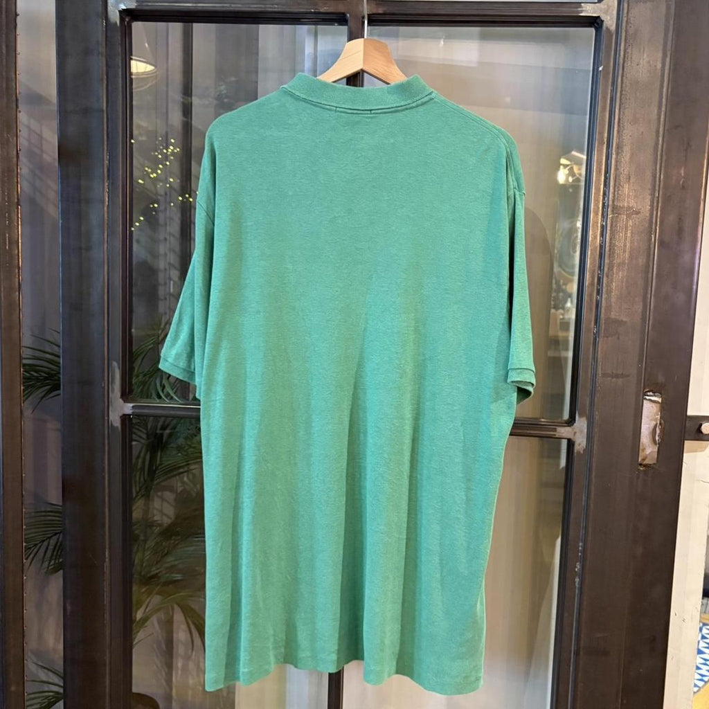 POL424F-P - Vintage Retro Ralph Lauren Green Plain Polo Shirt Short Sleeve collared button up top  #Y2K #preppy #chiefkeef #oldmoney #ralphlauren