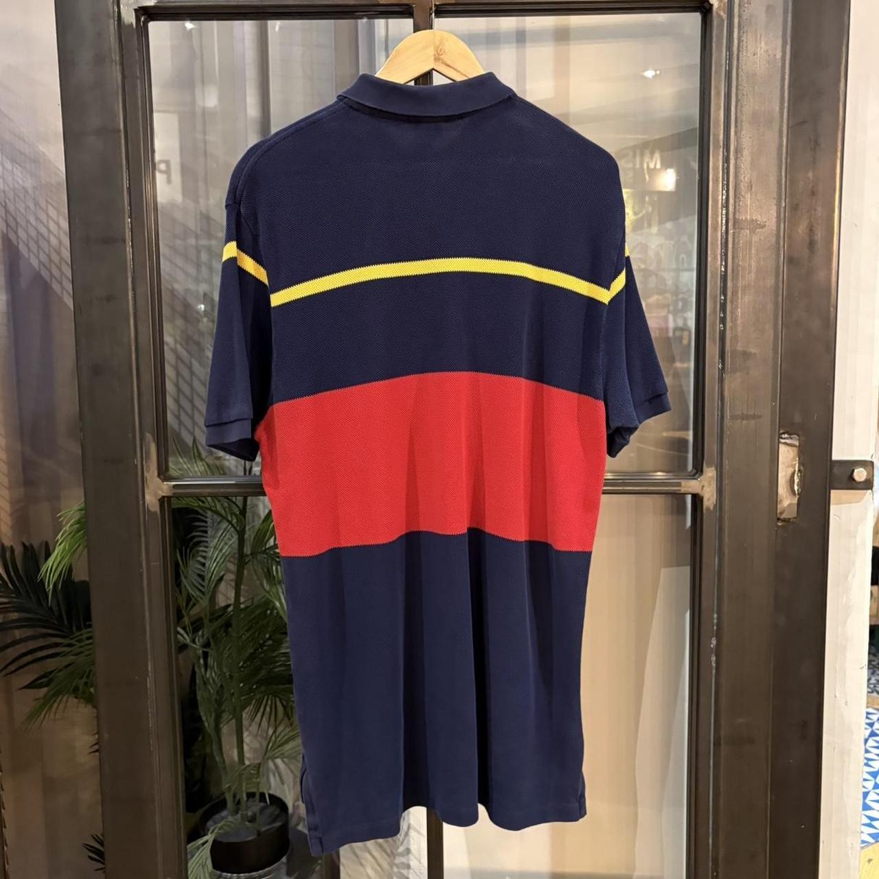 POL182P-F - Vintage Retro Ralph Lauren Navy and Red Two Block Polo Shirt Short Sleeve collared button up top  #Y2K #preppy #chiefkeef #oldmoney #ralphlauren