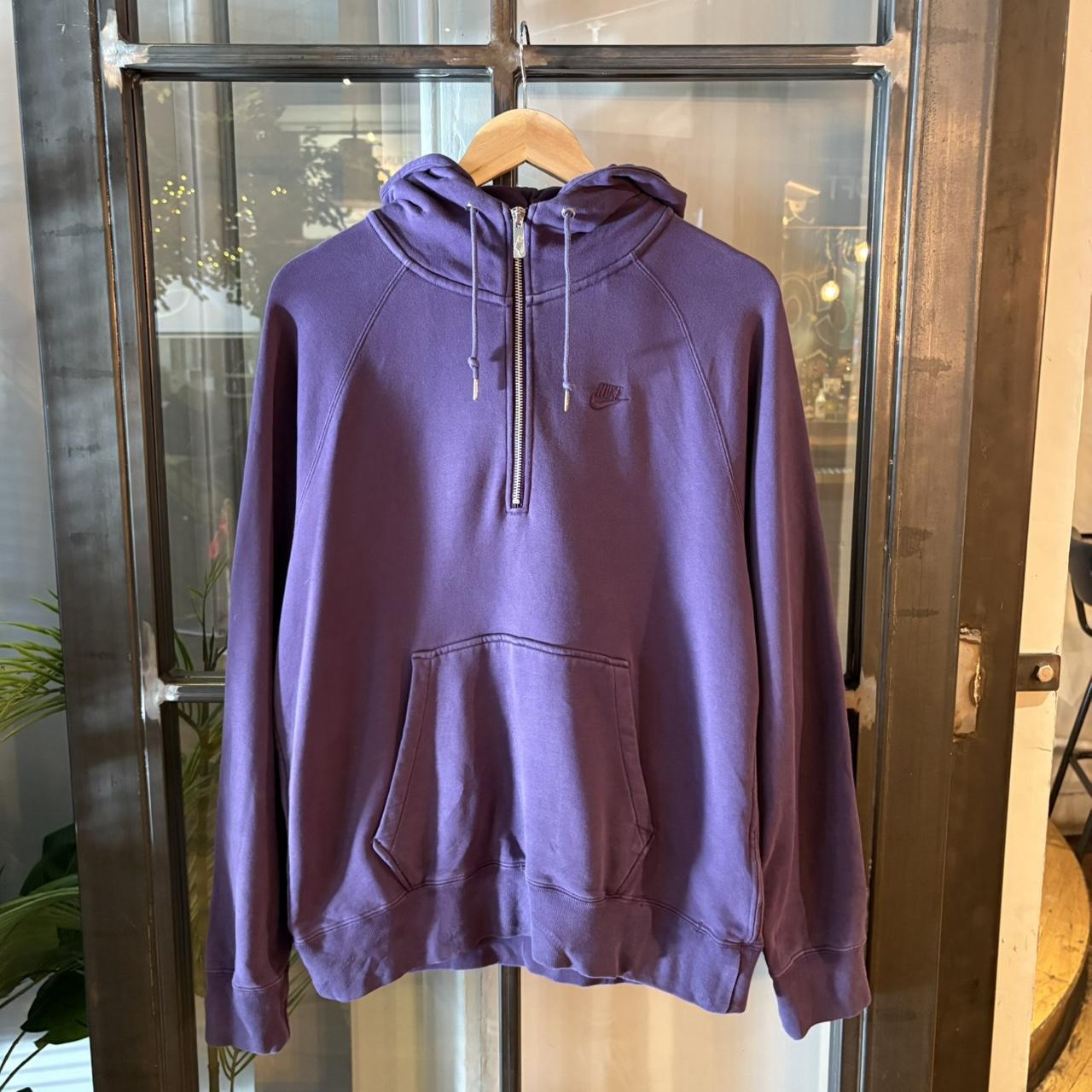 SWT386 - Vintage Retro Essential Purple 1/4 Zip Sweatshirt Hoodie with big spellout embroidered logo #90s #sportswear #essential #y2k #nike