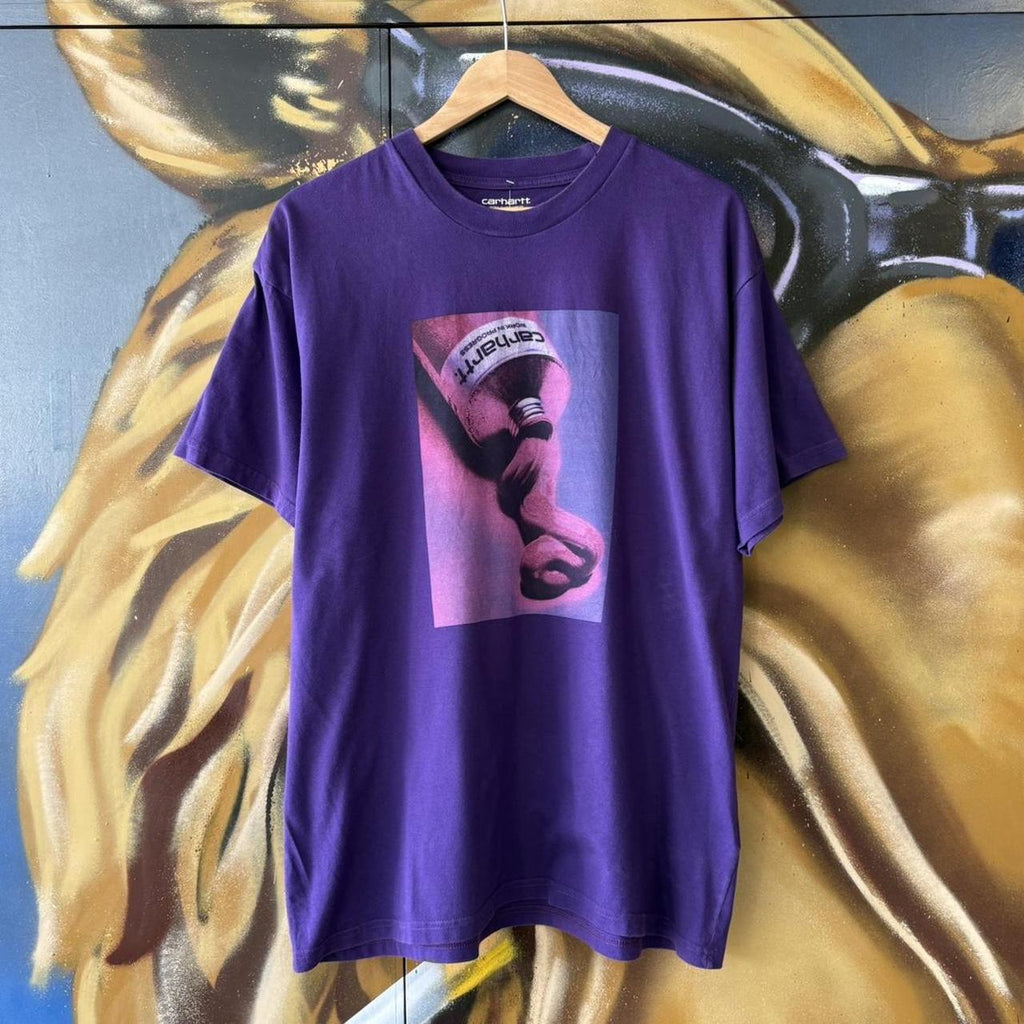 Carhartt WIP Graphic T Shirt Mens Large Purple Tee Paint Art Graphic Print Streetwear Skate Top Y2K