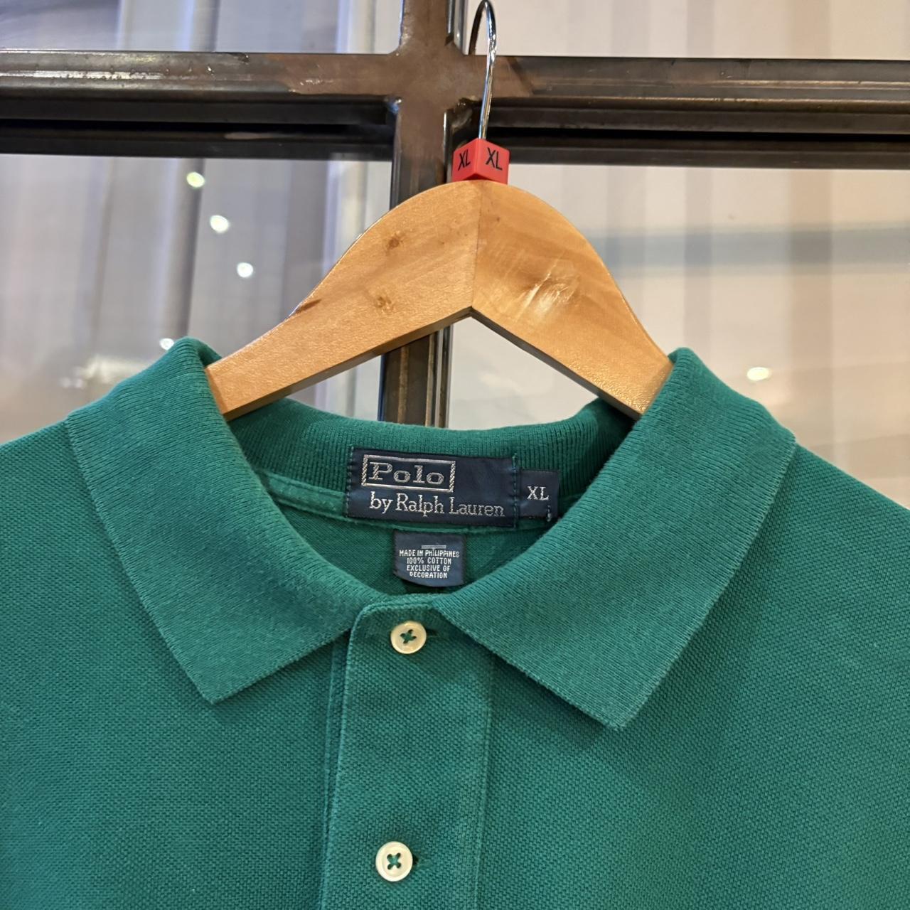 BR1912BK-F - Vintage Retro Ralph Lauren Plain Green Polo Shirt Short Sleeve collared button up top  #Y2K #preppy #chiefkeef #oldmoney #ralphlauren