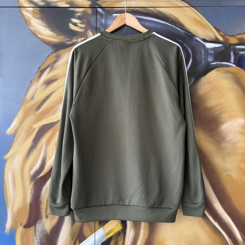 Adidas Originals Sweatshirt Mens Medium Essential 3 Stripes Panel Jumper Top 90s Y2K 00s