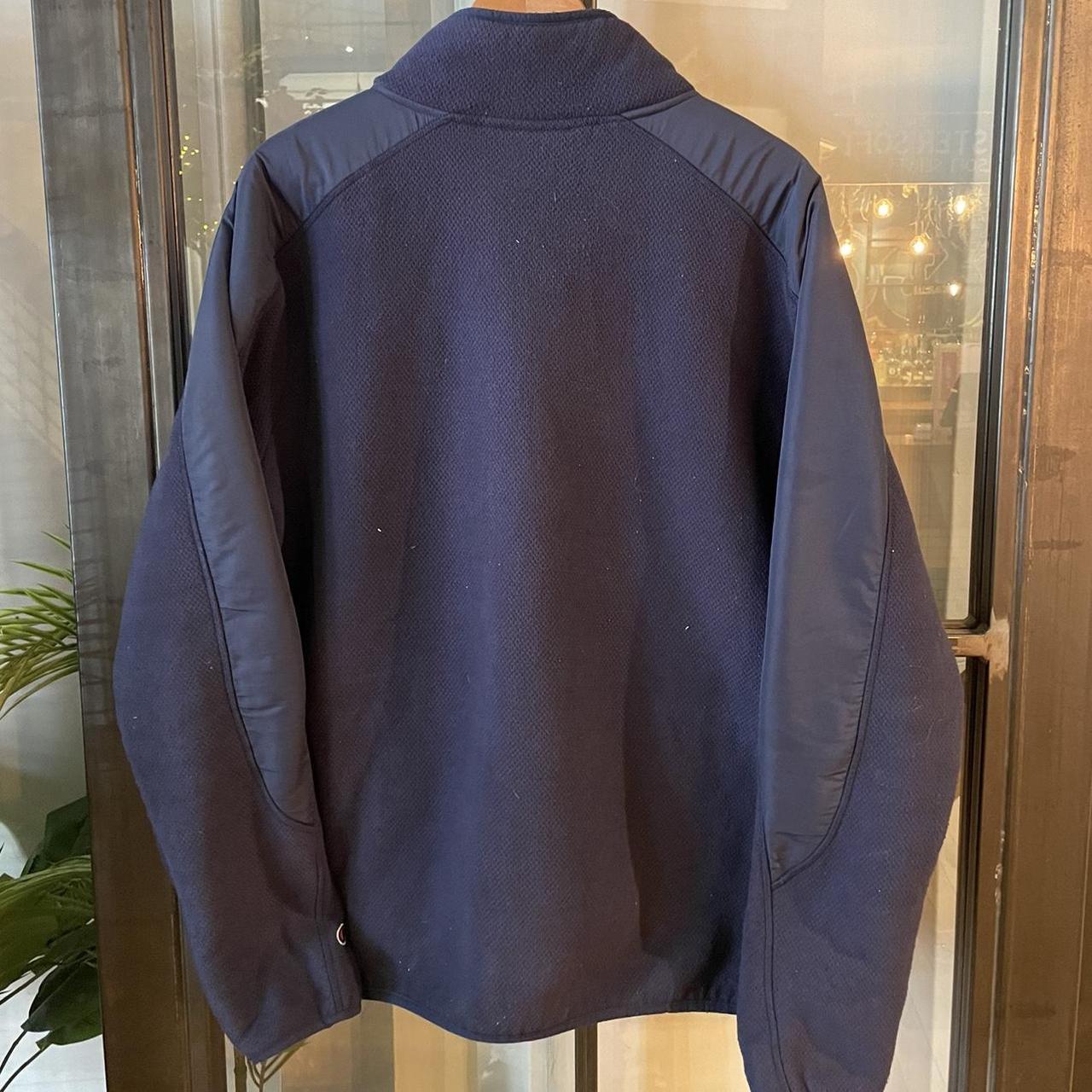O225D79F - Vintage Retro Essential Champion Navy 1/4 Zip Up Fleece Jumper Sweatshirt with big spellout embroidered logo #90s #sportswear #essential #champion #y2k