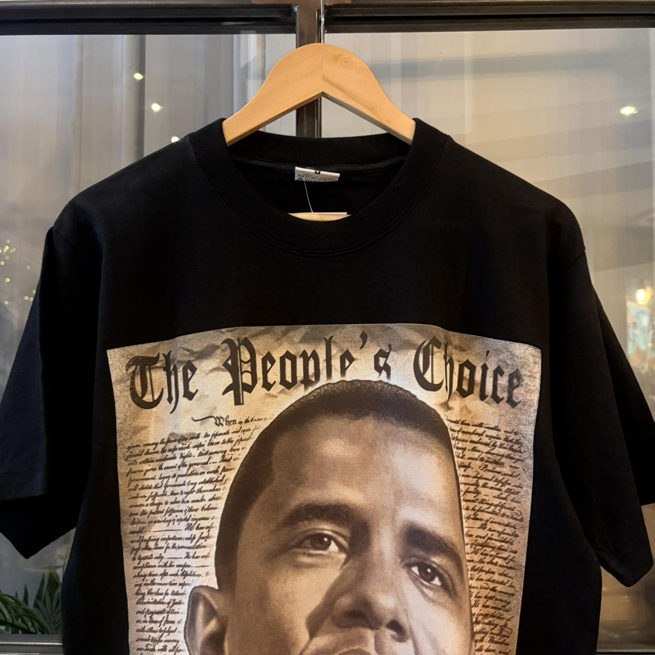 Barack Obama Graphic T-Shirt Mens Medium Black Political Tee Vintage 90s Y2K
