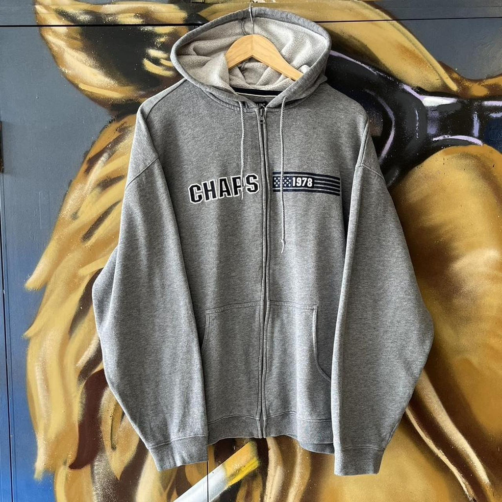 Chaps Full Zip Embroidered Logo Spellout Hoodie