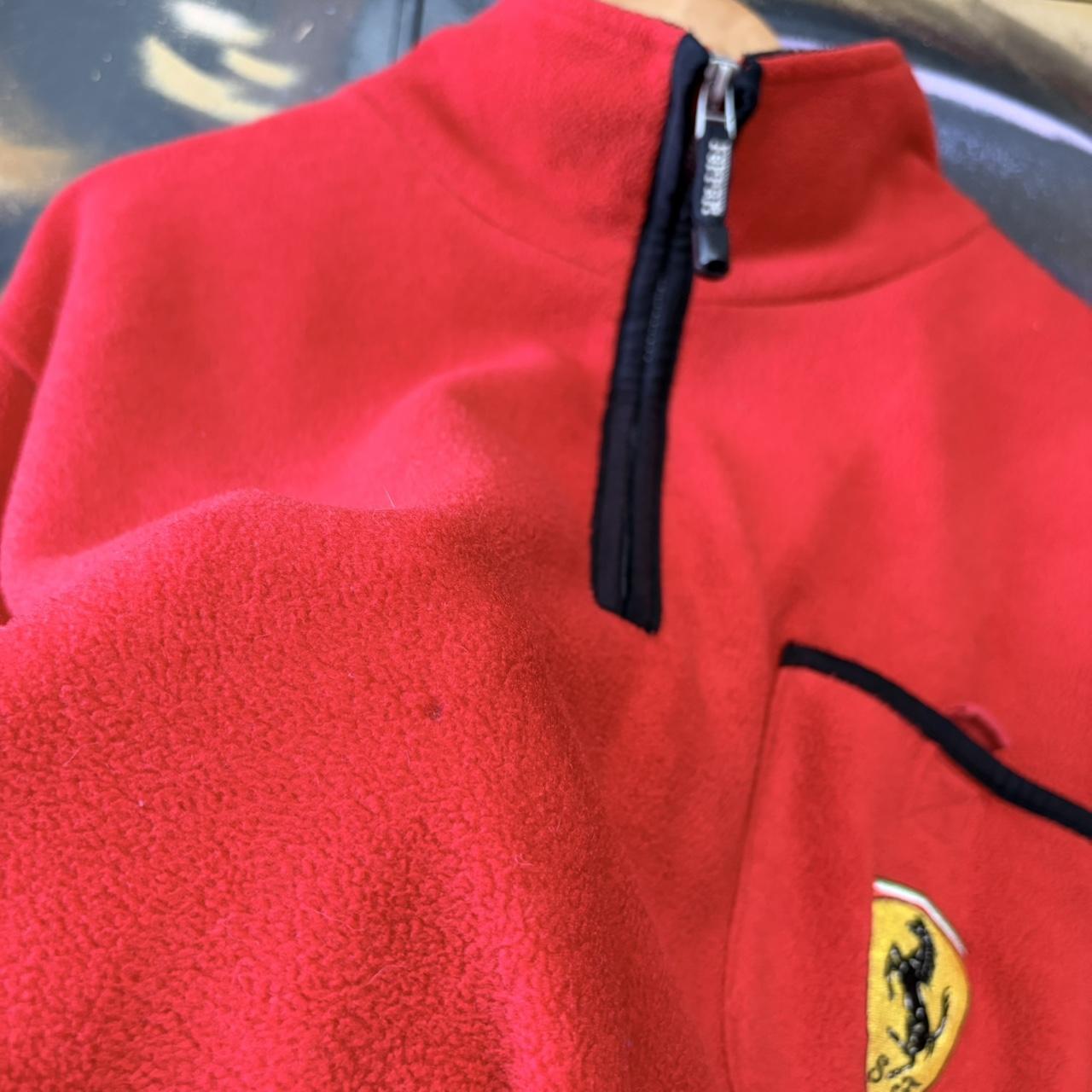 MES2710KP-U - Vintage Retro Essential Red Ferrari F1 Motorsport Racing 1/4 Zip Fleece Sweatshirt with embroidered patch logo #90s #ferrari #f1 #racing #motorsports