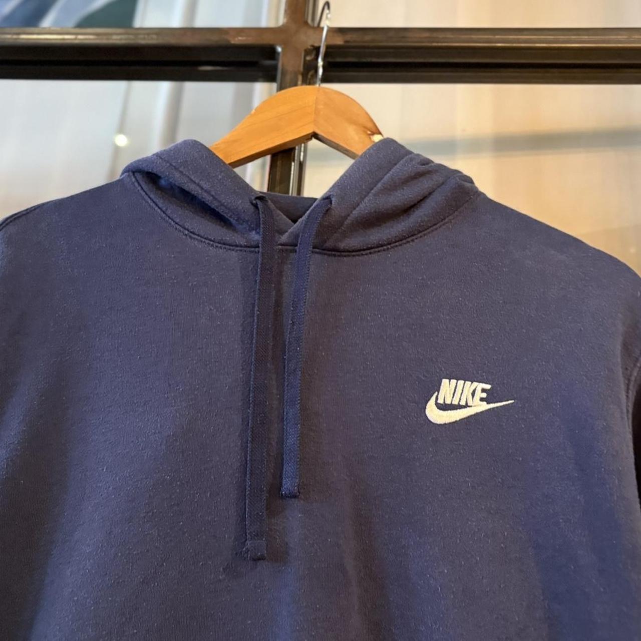 Vintage Retro Essential Navy Nike Sweatshirt Hoodie with embroidered swoosh logo #90s #sportswear #essential # nike #y2k
