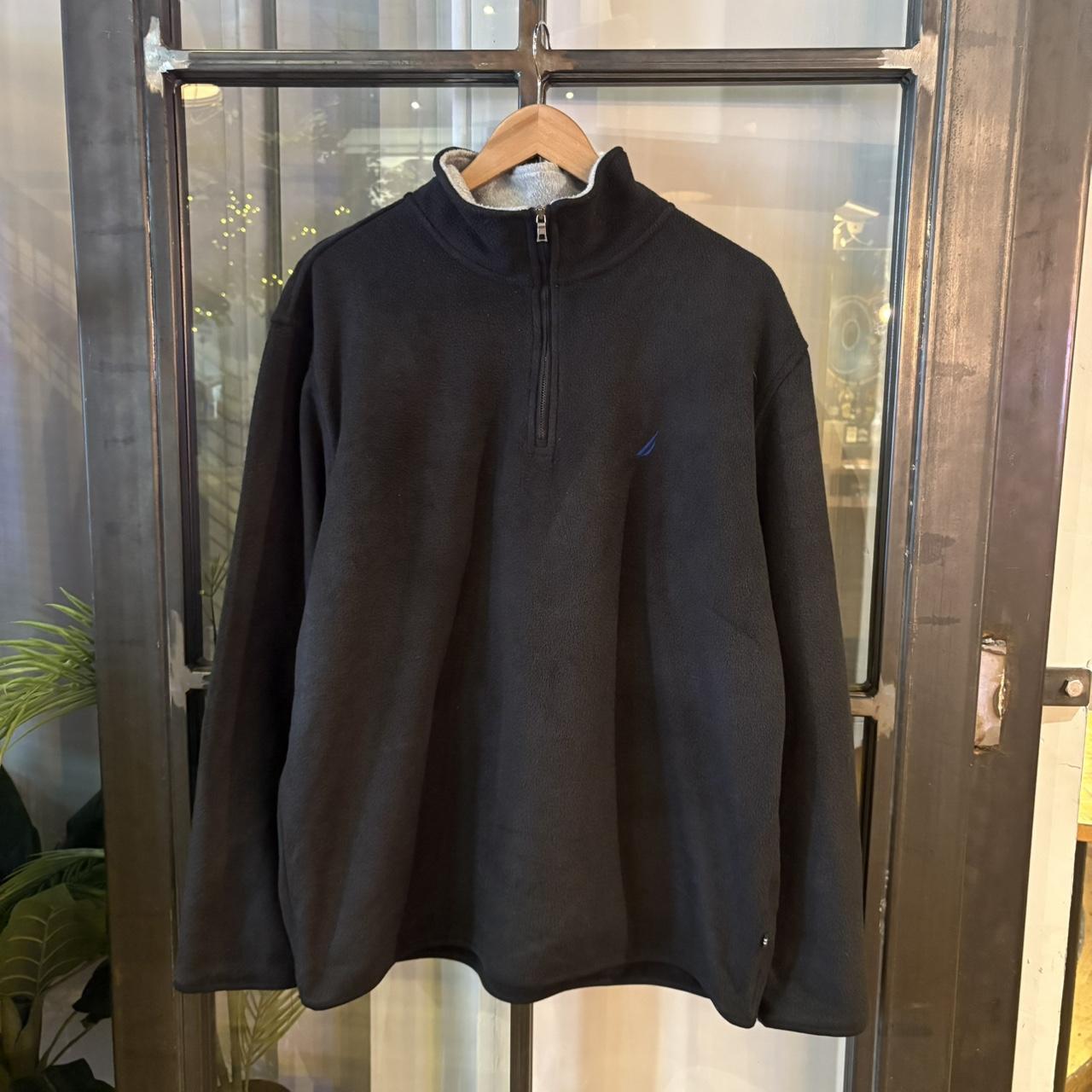 SWT381BR - Vintage retro essential Black Nautica 1/4 zip up outdoor fleece jacket #pullover #outdoor #sportwear #nautica #y2k