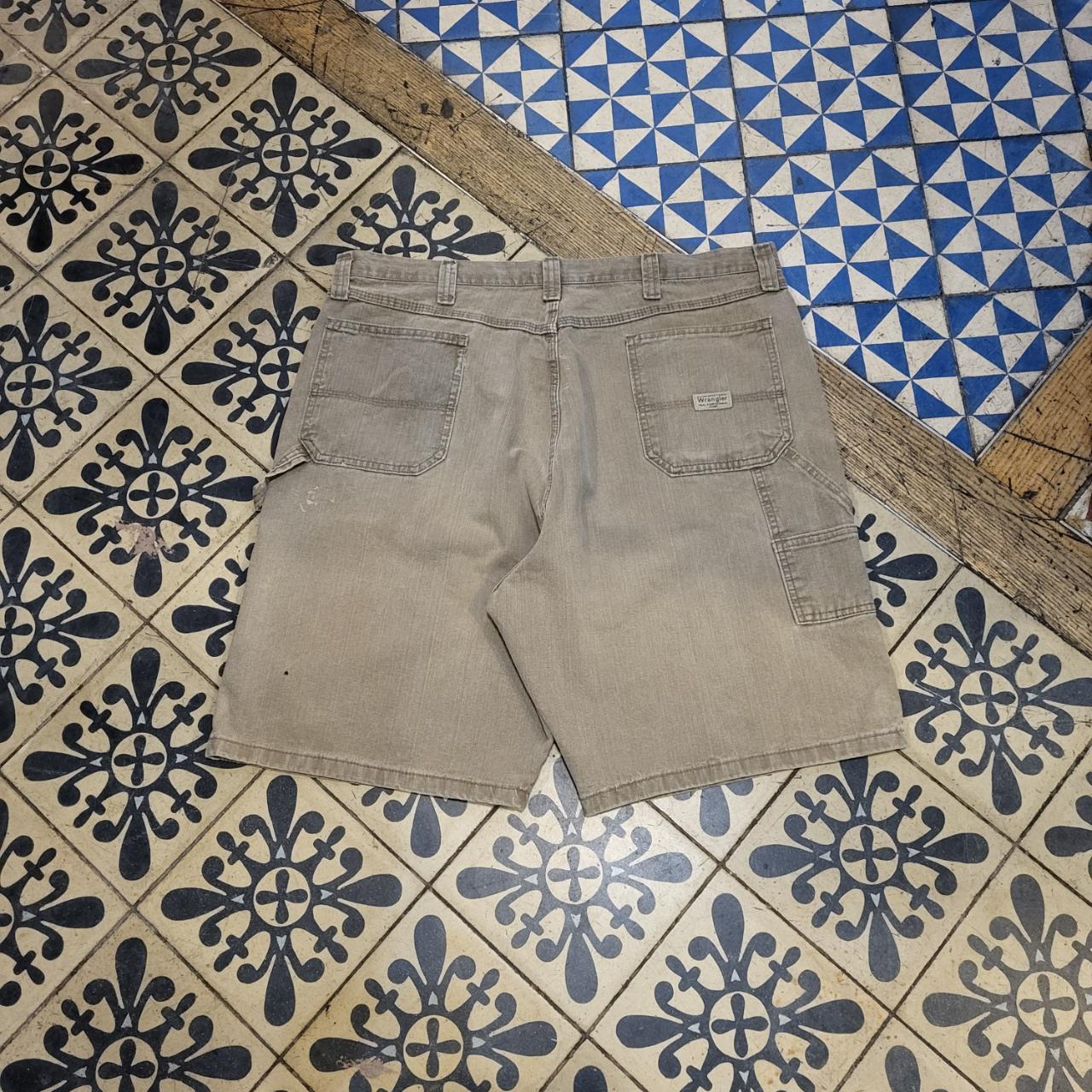 JRT1221 - Vintage Retro Wrangler Baggy Light Brown Denim Carpenter Shorts Jorts #hiphop #y2k #wrangler #skater