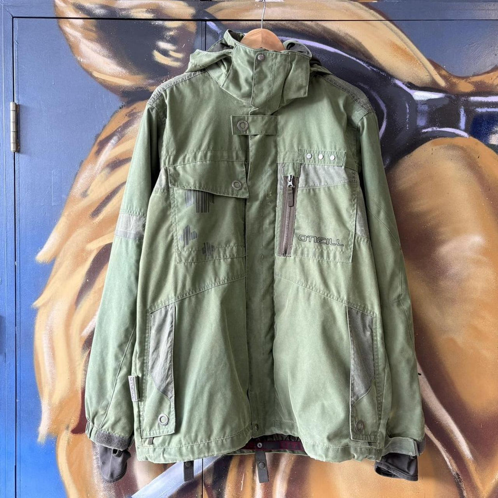Vintage O’Neill Ski Jacket Mens Large Green Waterproof Technical Snow Coat 90s Y2K