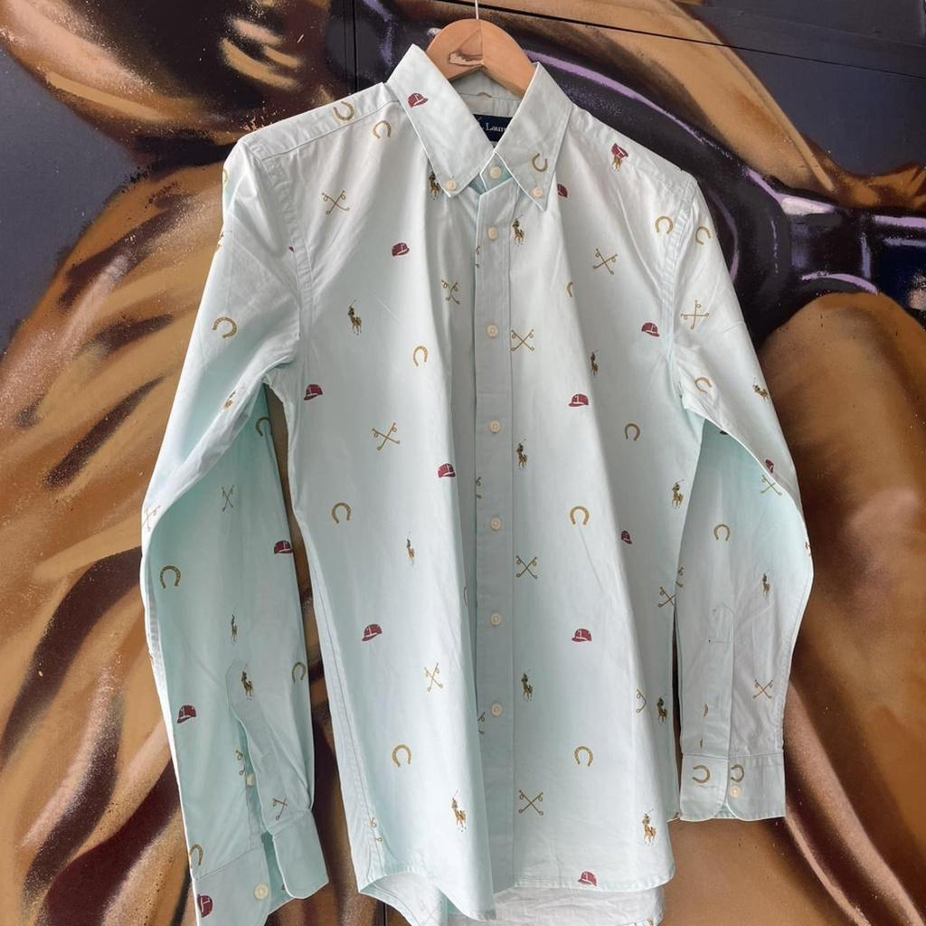 Ralph Lauren Baby Blue Monogram Button Up Shirt