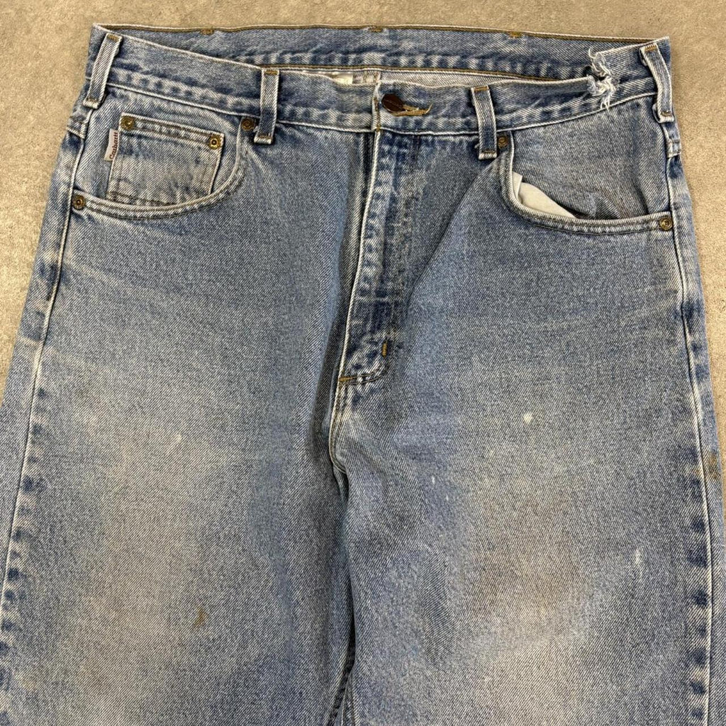 Vintage Light Blue Wash Carhartt Jeans Mens 36” Relaxed Denim Trousers Skate Western Vintage Y2K 90s