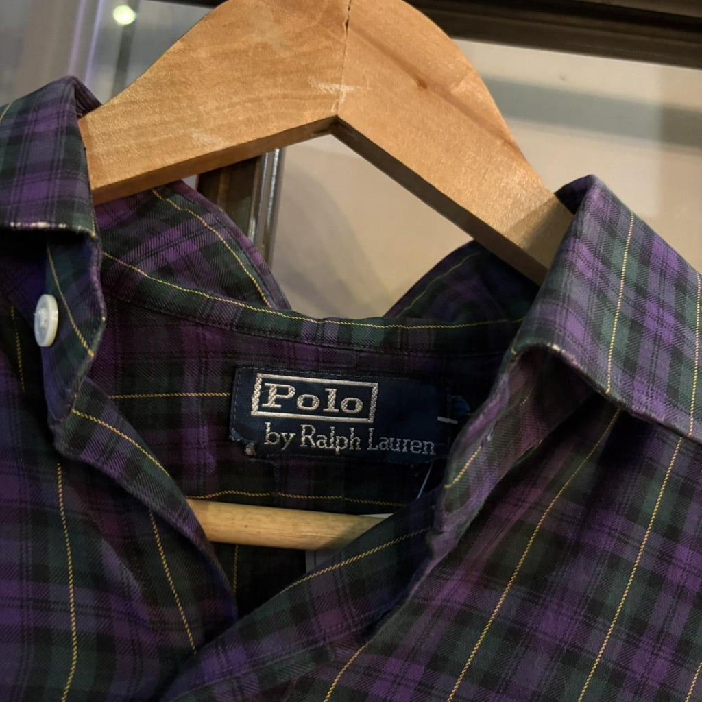 RLS112 - Vintage Ralph Lauren Purple Check Longsleeve collared button up shirt top #Y2K #preppy #chiefkeef #smartcasual #oldmoney