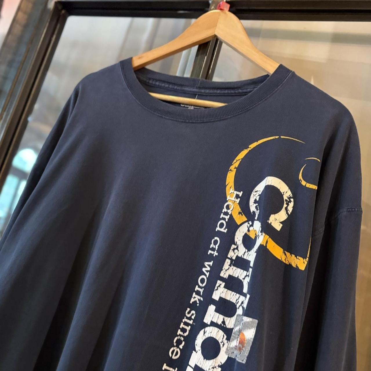 TEE518F - Vintage Retro Essential Navy Carhartt Longsleeve Graphic Print Top Tee T-shirt with embroidered patch logo #skater #longsleeve #carhartt #y2k #graphic