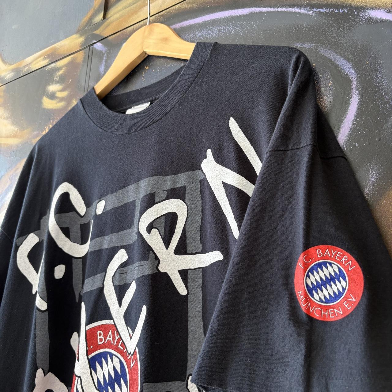 Vintage Adidas FC Bayern Munich T shirt Mens Large Forever No.1 All Over Graphic Print Blokcore Football Tee Top 90s Y2K 00s