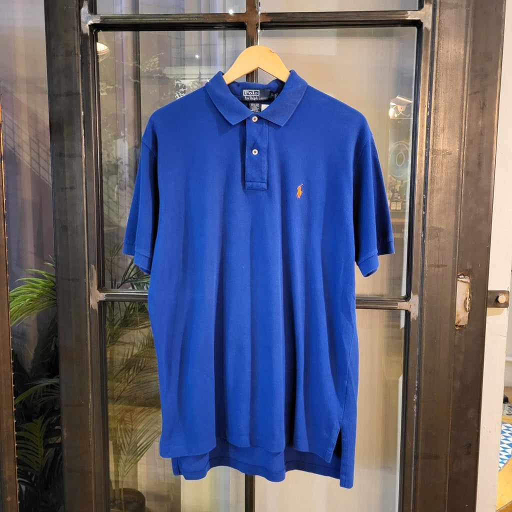 POL094 - Vintage Ralph Lauren Blue Polo Shirt Short Sleeve collared button up top #Y2K #preppy #chiefkeef