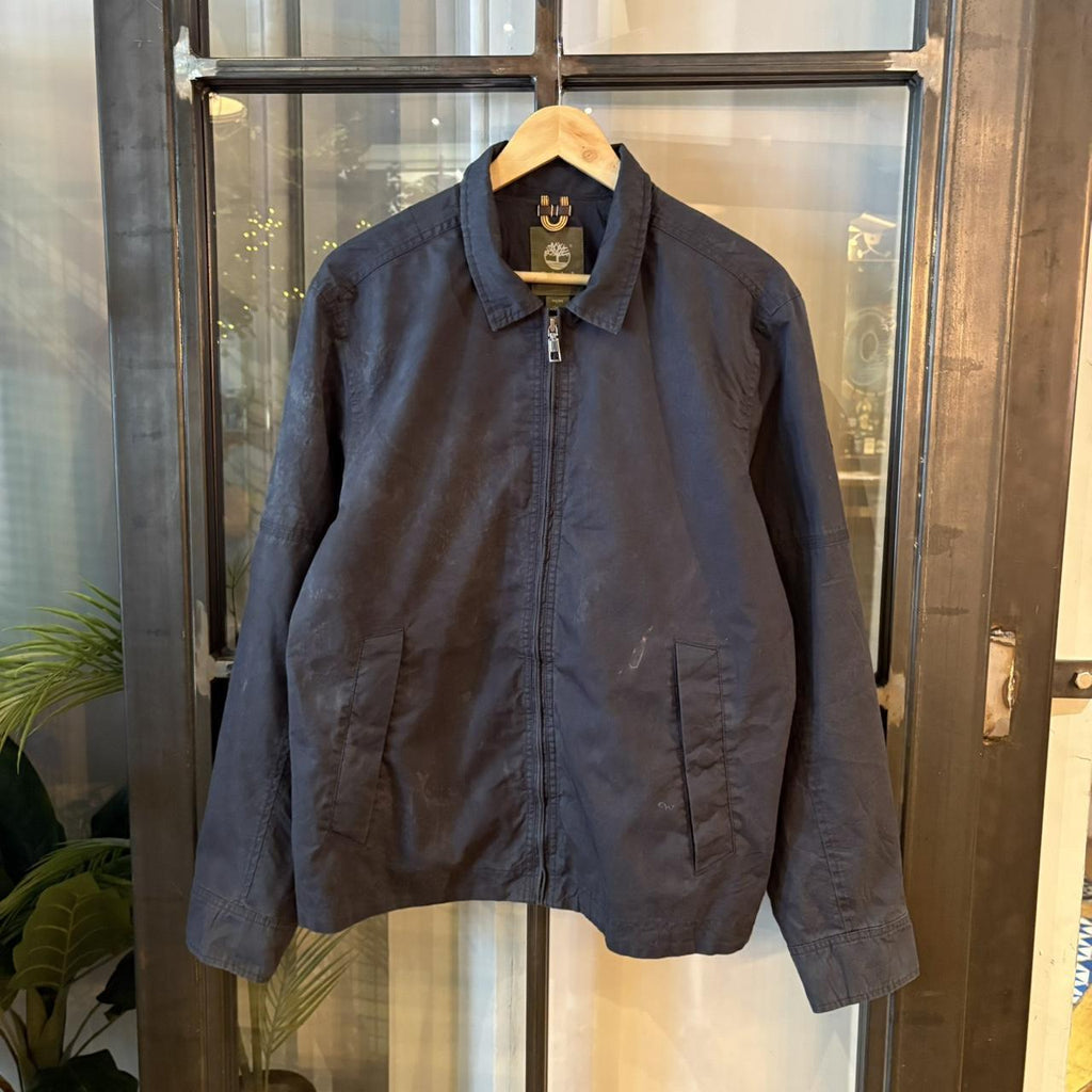 0125B66BR - Vintage Retro Timberland Waterproof Full Zip Up Collared Harrington Jacket #Y2K #preppy #timberland #smartcasual #waterproof