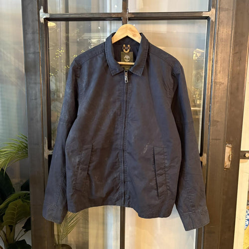 0125B66BR - Vintage Retro Timberland Waterproof Full Zip Up Collared Harrington Jacket #Y2K #preppy #timberland #smartcasual #waterproof