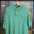 POL424F-P - Vintage Retro Ralph Lauren Green Plain Polo Shirt Short Sleeve collared button up top  #Y2K #preppy #chiefkeef #oldmoney #ralphlauren
