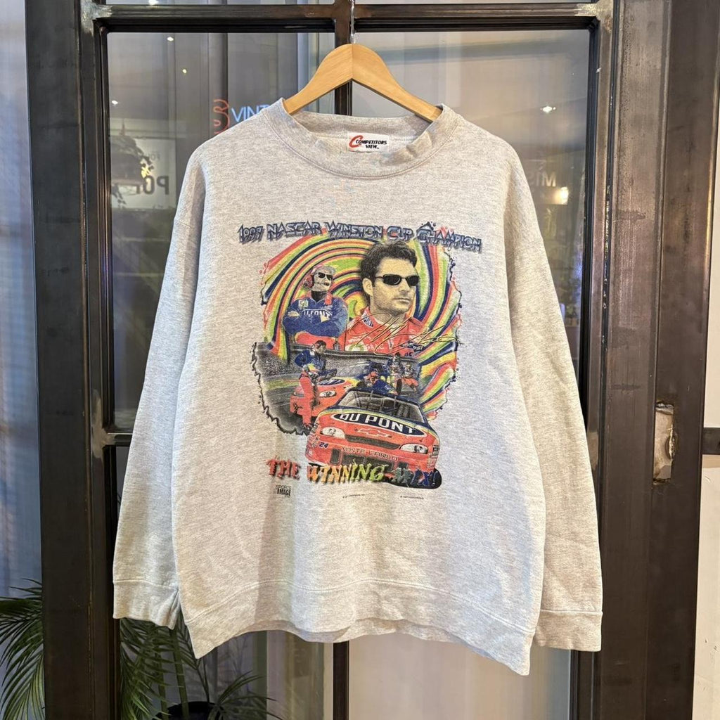 SWT692F - Vintage Retro Essential Grey Nascar 1997 Winston Cup Champion Jeff Gordon Dupont Chevrolet Crewneck Jumper Sweatshirt with print logo #90s #racing #winstoncup #y2k #nascar