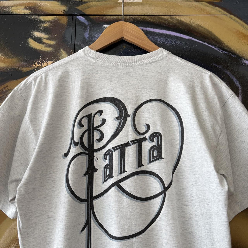 Patta T shirt Men’s Small Grey Key Script Graffiti Graphic Print Skate Surf Tee Top 90s Y2K 00s
