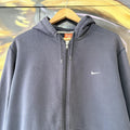 BR1912ABV-U - Vintage Retro Essential Nike Navy Full Zip Sweatshirt Hoodie with embroidered swoosh logo #90s #sportswear #essential #nike #y2k