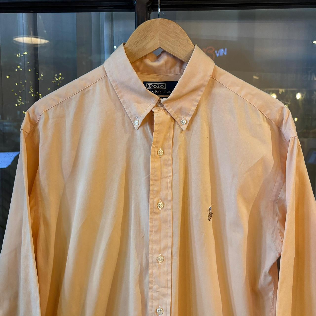 RLS226F - Vintage Ralph Lauren Apricot / Pastel Orange Longsleeve collared button up polo shirt top #Y2K #preppy #chiefkeef #smartcasual #oldmoney