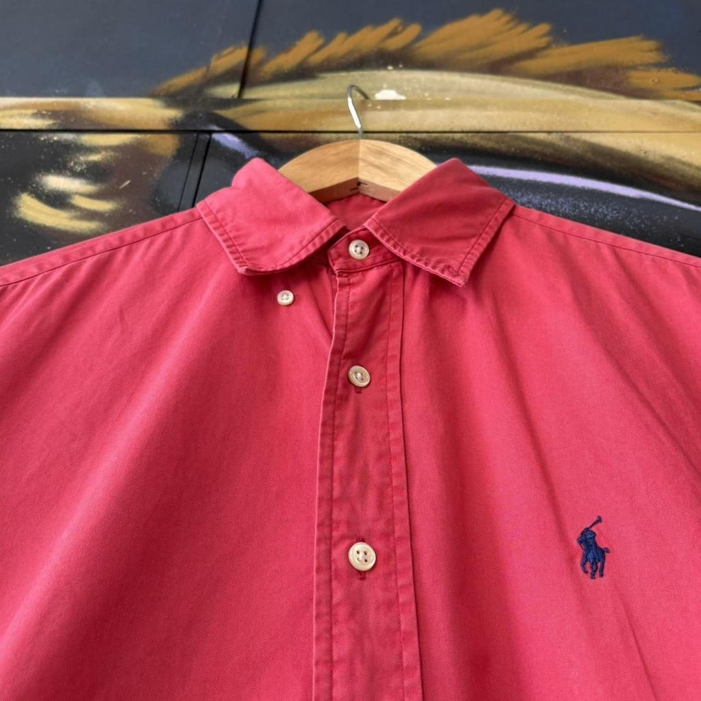 Vintage Polo Ralph Lauren Shirt Mens Small Red Oxford Button Down Pony Logo Preppy Top Y2K 90s