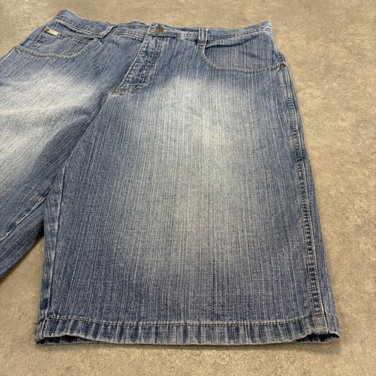 Vintage Blue Wash Southpole Jorts Mens 38” Baggy Wide Leg Skate Surf Denim Jean Shorts Hip Hop Streetwear Y2K