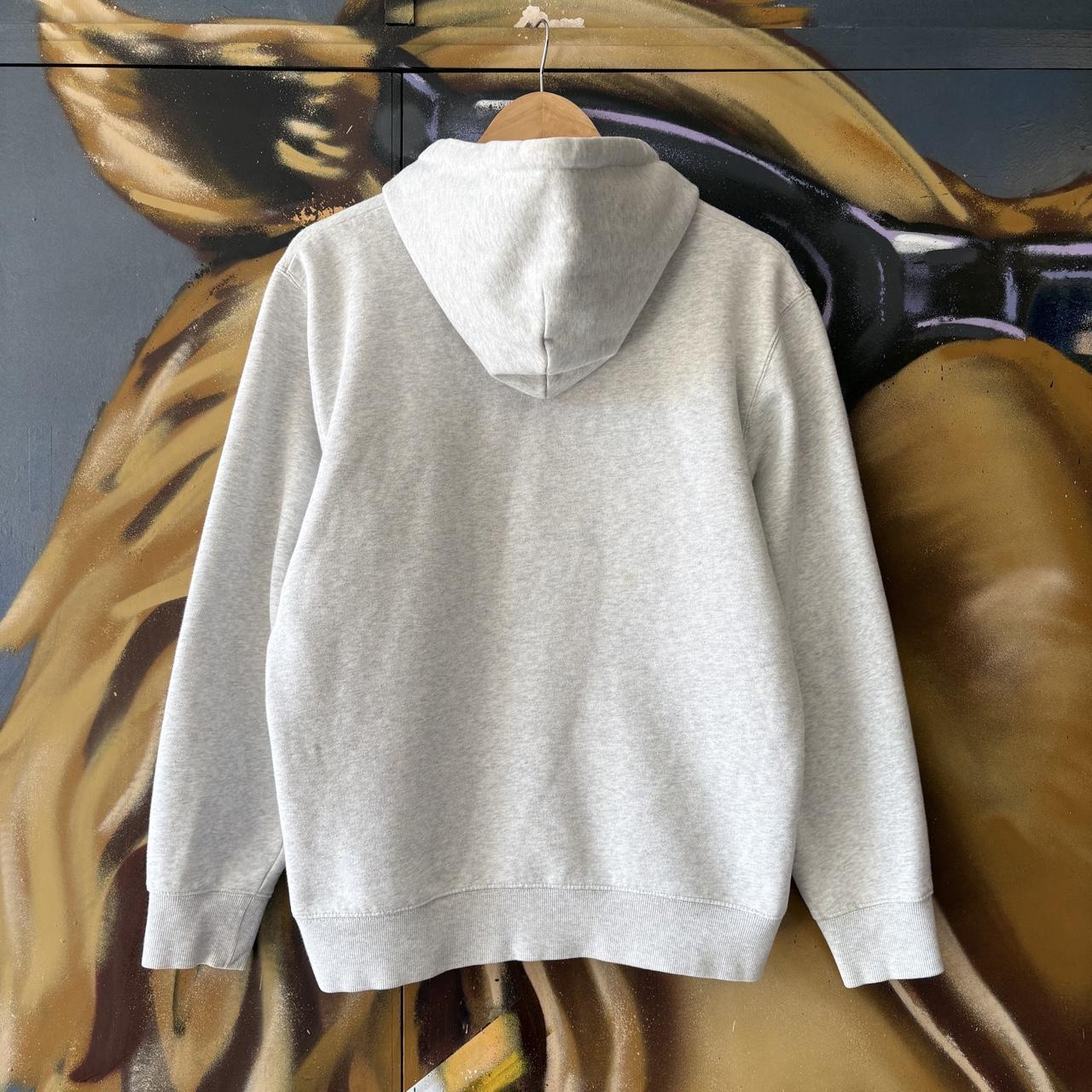 Carhartt WIP Hoodie Mens Medium Grey District Logo Graphic Print Sweatshirt Pullover Jumper Top 90s Y2K 00s