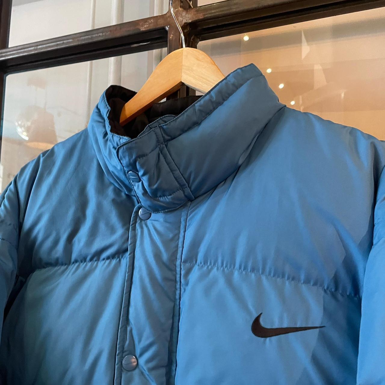 0325F59-U - Vintage Retro Essential Blue Nike down puffer padded jacket coat #gorpcore #outdoors #puffer #swoosh #nike
