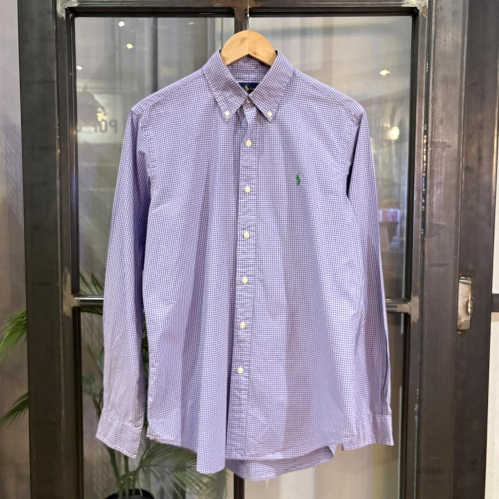 BR1209KX-F - Vintage Ralph Lauren Purple Check Longsleeve collared button up polo shirt top #Y2K #preppy #chiefkeef #smartcasual #oldmoney