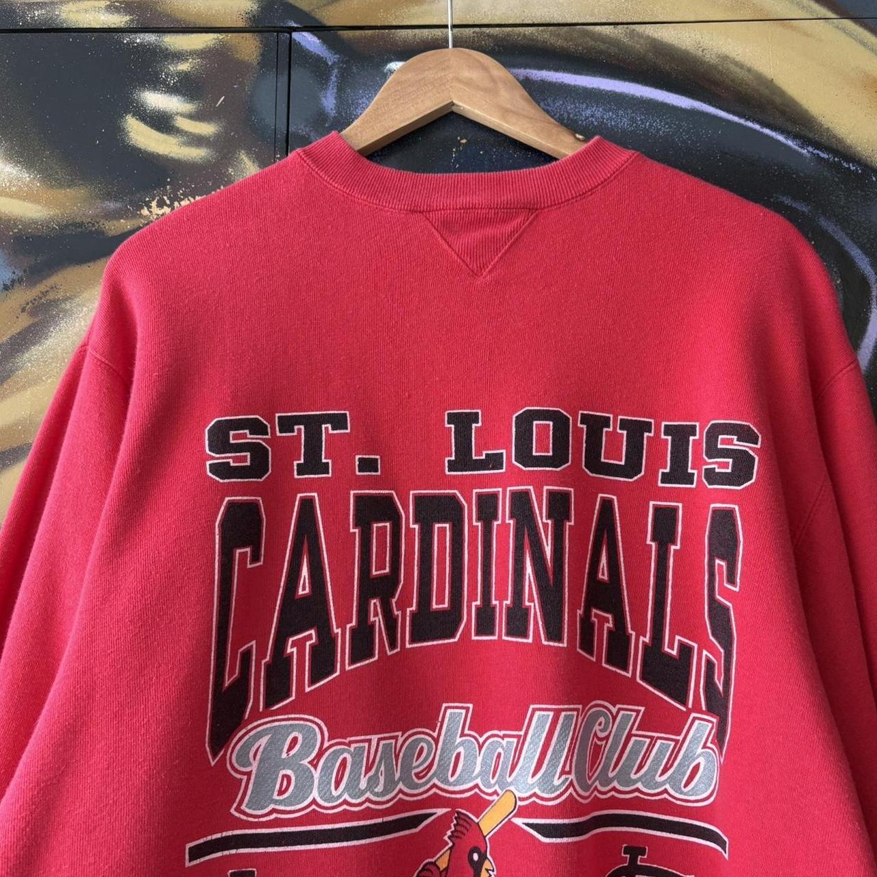 Vintage St Louis Cardinals Jumper Red Mens Large 1990 MLB Baseball Sweatshirt Top 90s Y2K Logo 7 USA