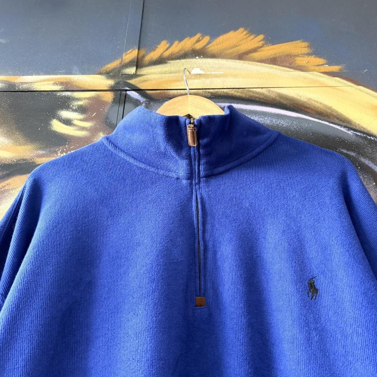 BR1602T-U- Vintage Ralph Lauren Blue 1/4 quarter zip up Sweatshirt jumper fleece top #Y2K #preppy #quarterzip #smartcasual #oldmoney