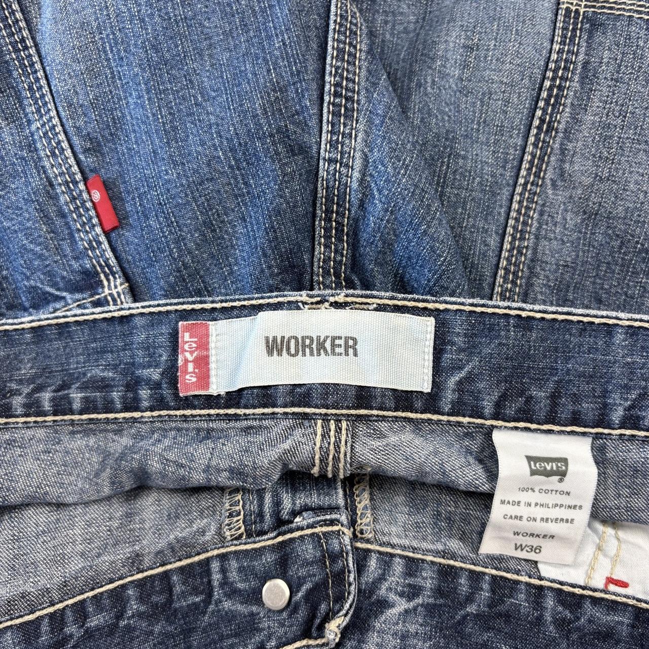 Vintage Levi’s Jorts Mens 35” Blue Denim Worker Carpenter Jean Shorts Baggy Wide Leg Skate Surf Hip Hop 00s Y2K