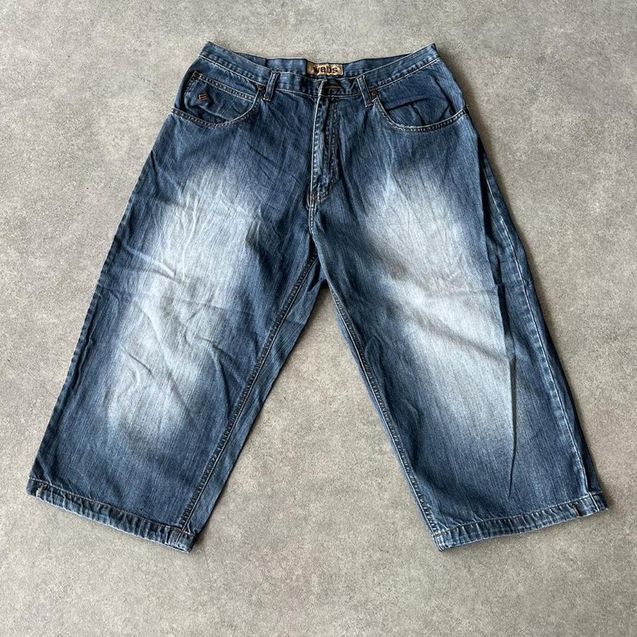 Webs Y2K Dark Wash Embroidered Denim 3/4 Jorts