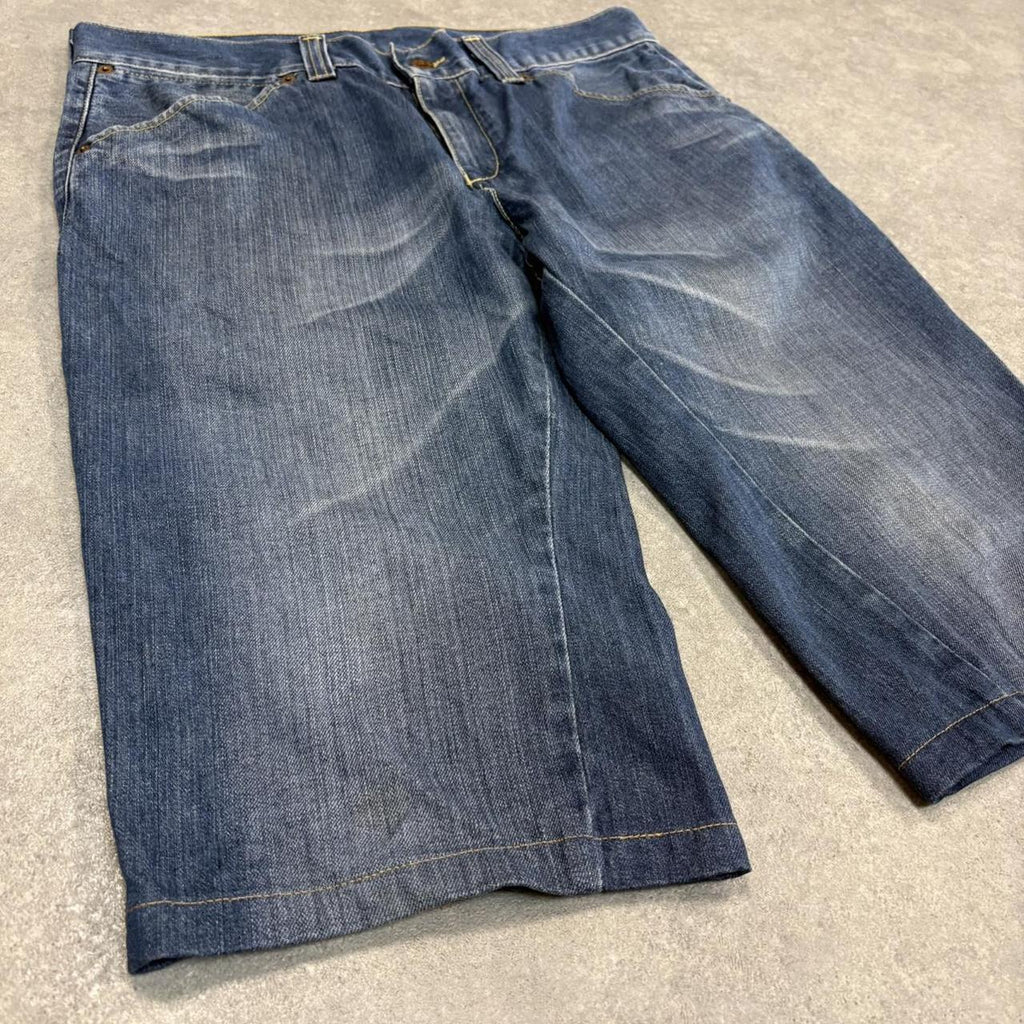 Vintage Blue Wash Levi’s Jorts Mens 32” Skate Surf Denim Jean Shorts Hip Hop Streetwear Y2K