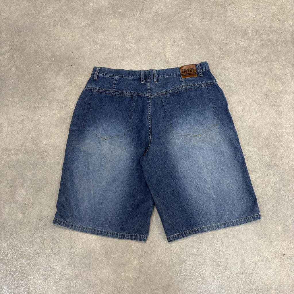 Vintage Enyce Jorts Mens 38” Blue Denim Jean Shorts Baggy Wide Leg Skate Surf Hip Hop 00s Y2K