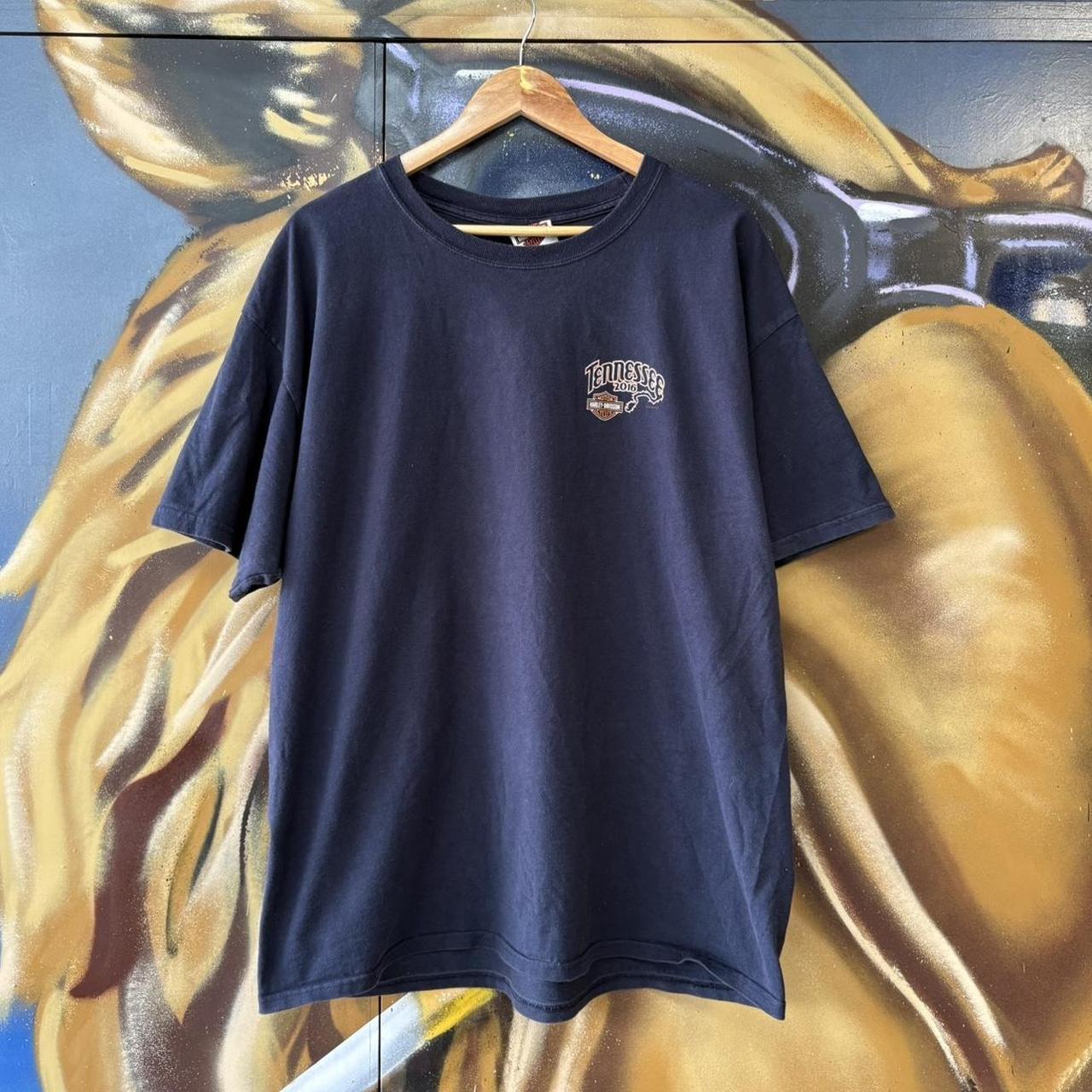 Vintage Harley Davidson T Shirt Mens XL Navy Tee Graphic Back Print Smoky Mountain Biker Top Y2K 90s