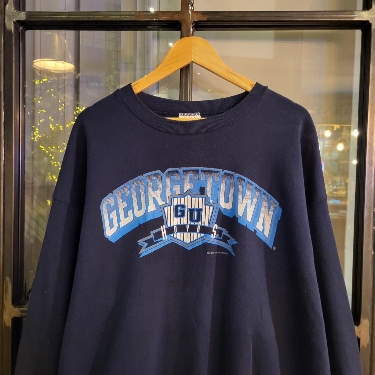 SWT330 - Vintage Retro Essential Georgetown College Navy sweatshirt with graphic print spell out #college #Jumper #crewneck #casual #y2k