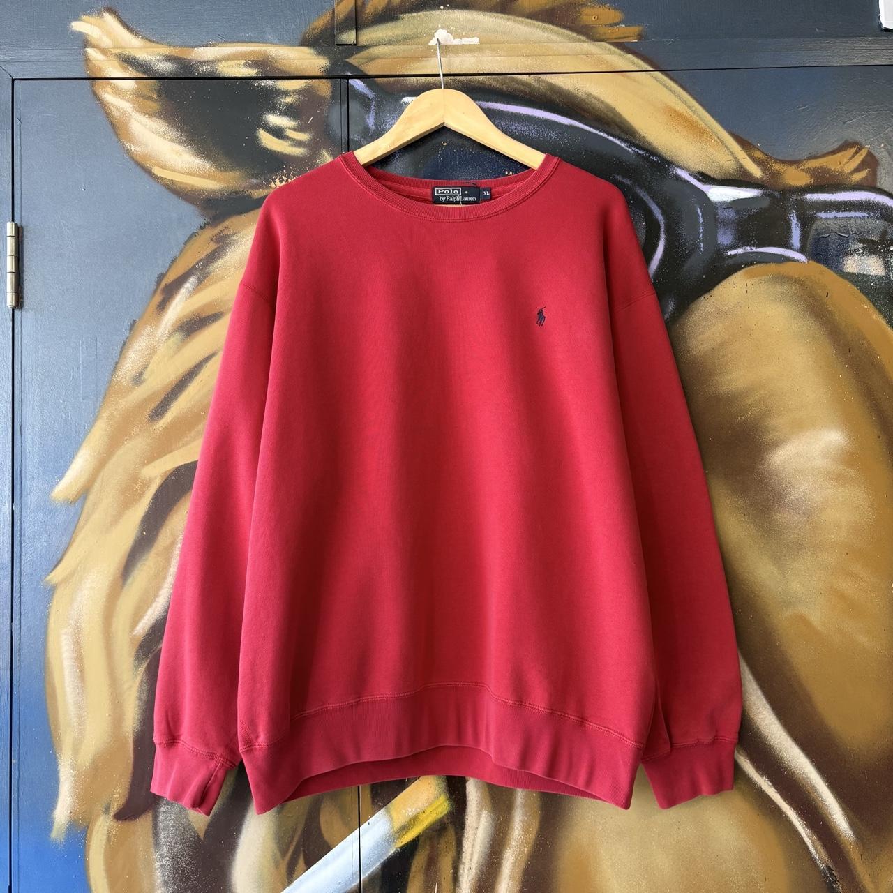 Vintage Polo Ralph Lauren Sweatshirt Mens XL Red Preppy Old Money Pullover Jumper Top 90s Y2K 00s