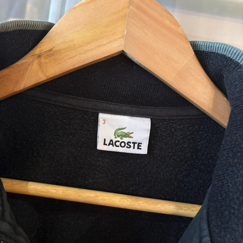 SWT577F - Vintage retro essential Black Lacoste full zip up Track outdoor fleece jacket #sportswear #y2k #preppy #lacoste #oldmoney