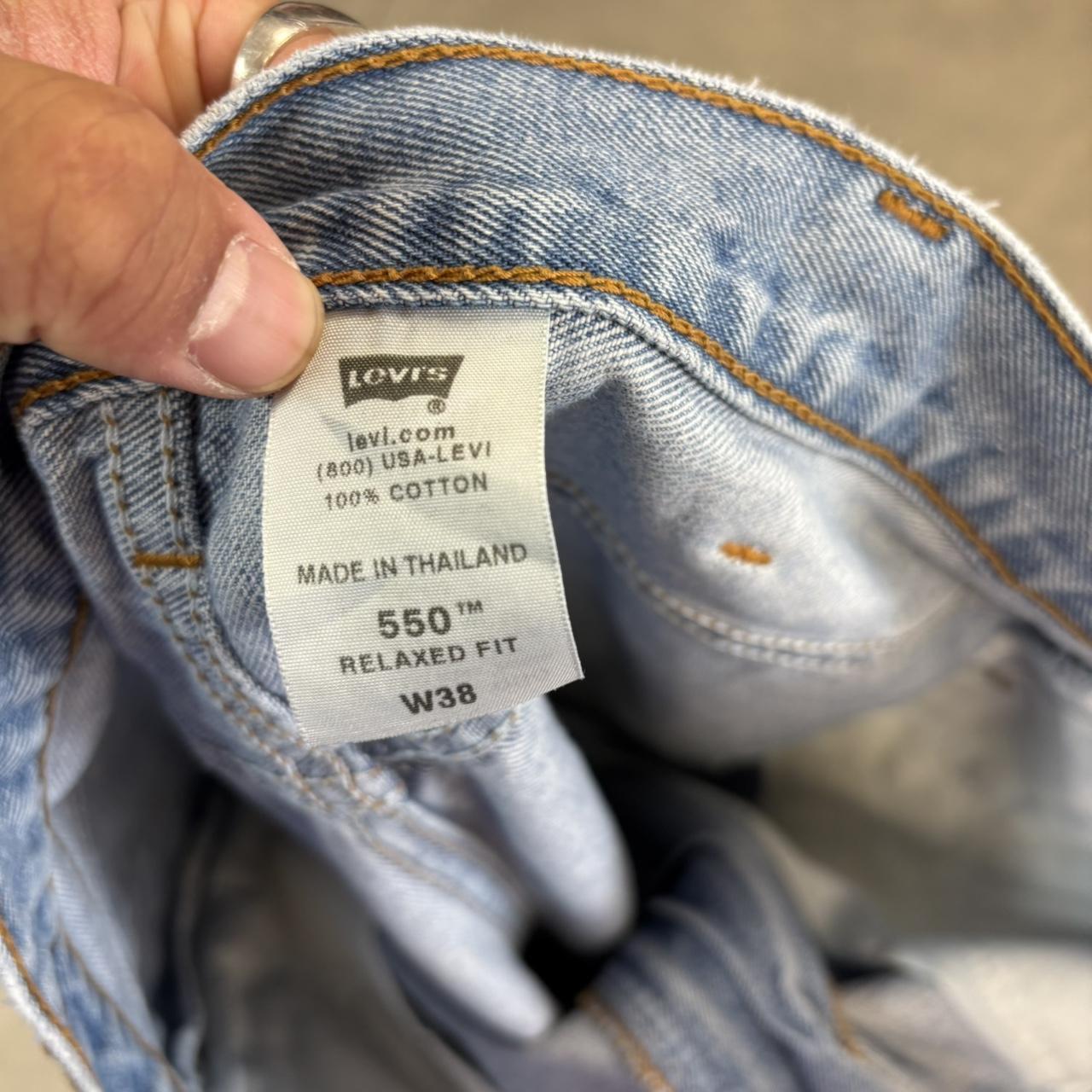 Vintage Light Blue Wash Levi’s 550 Jorts Mens 38” Baggy Wide Leg Skate Surf Denim Jean Shorts Hip Hop Streetwear Y2K