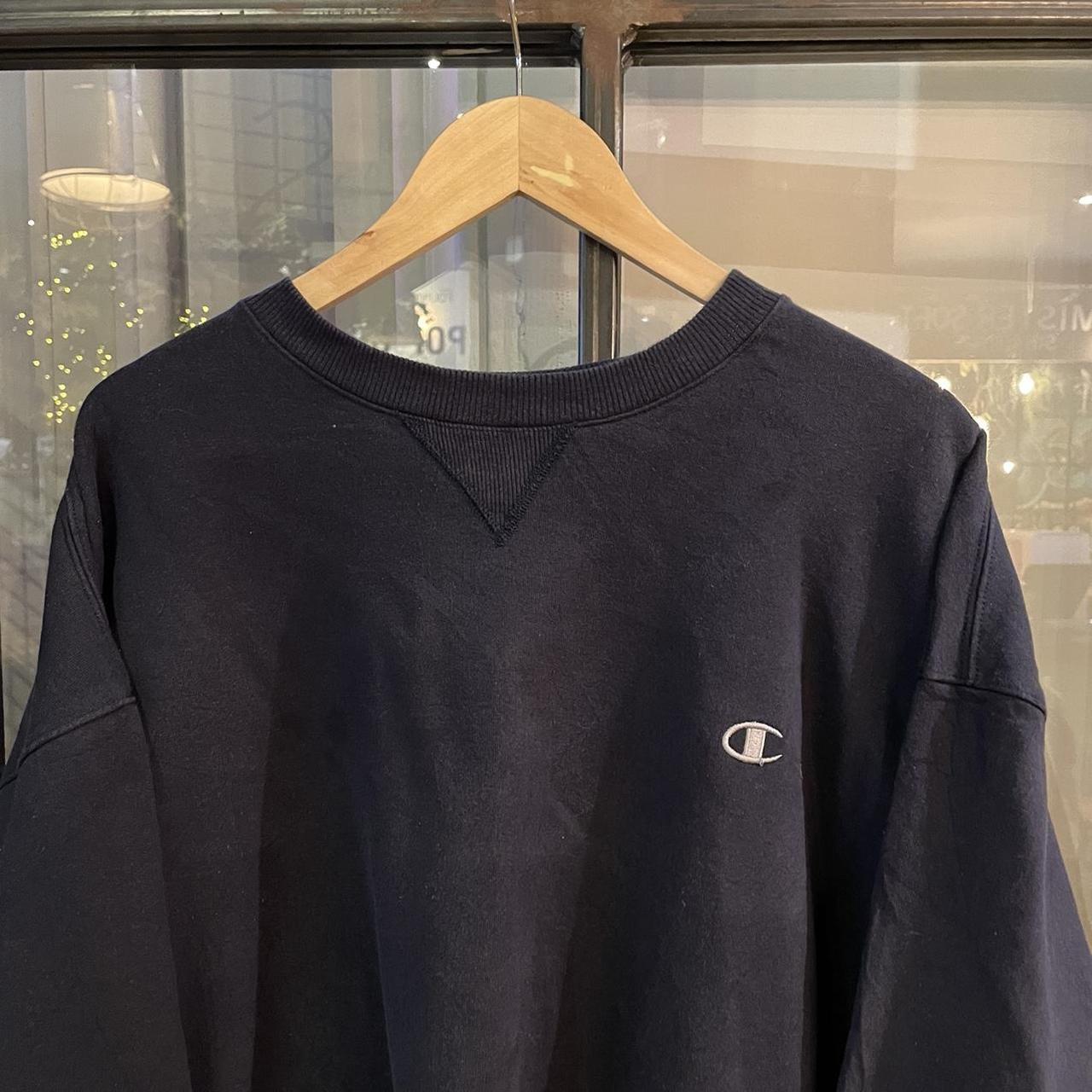 SWT434 - Vintage Retro Essential Navy Champion Crewneck Jumper Sweatshirt with small chest embroidered logo #90s #sportswear #essential #champion #y2k