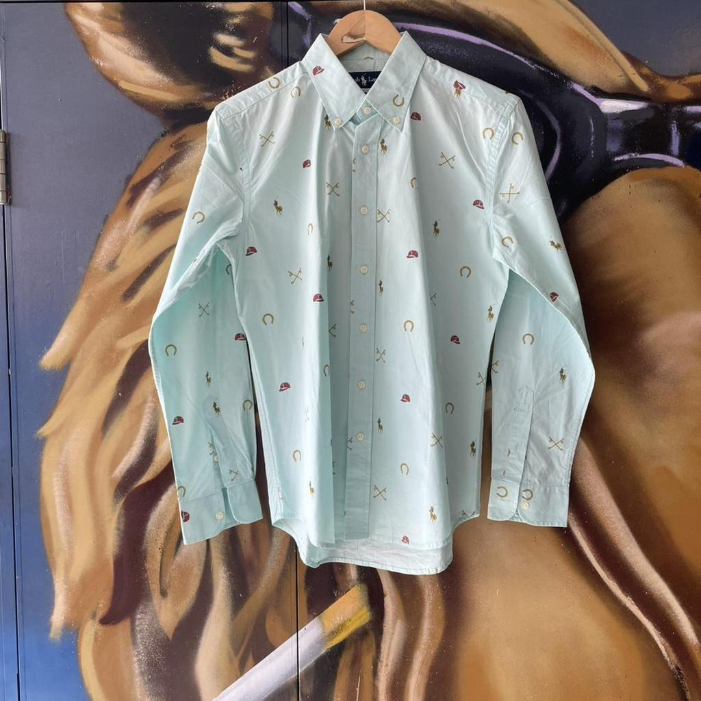 Ralph Lauren Baby Blue Monogram Button Up Shirt