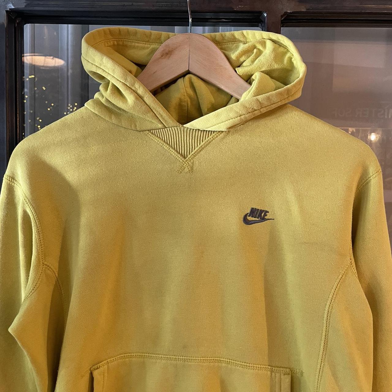SWT432BR - Vintage Retro Essential Yellow Nike Sweatshirt Hoodie with big spellout embroidered logo #90s #sportswear #essential #nike #y2k