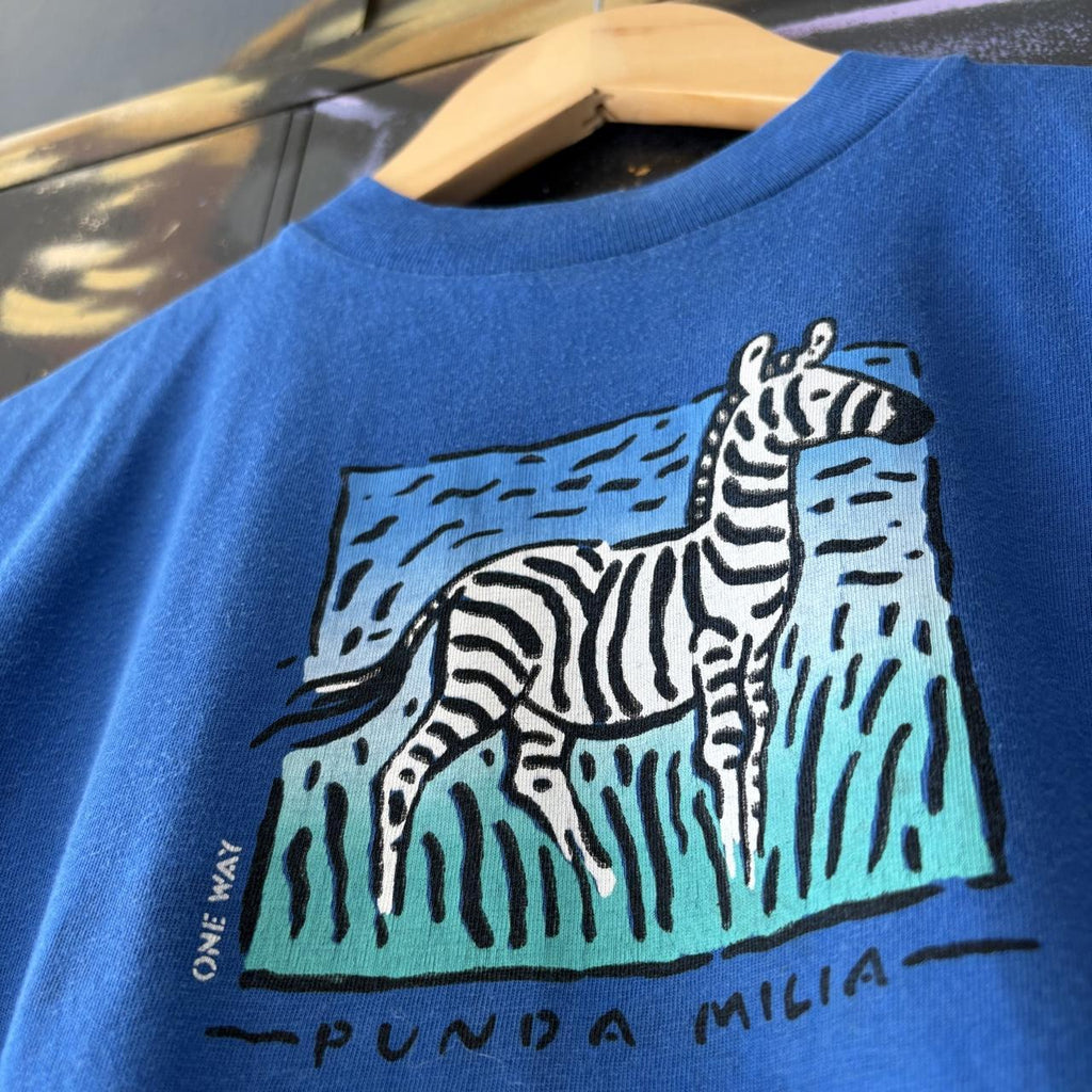 Vintage Zebra T shirt Women’s Small Blue Punda Milia Souvenir Holiday Cartoon Graphic Print Baby Tee Crop Top 90s Y2K 00s