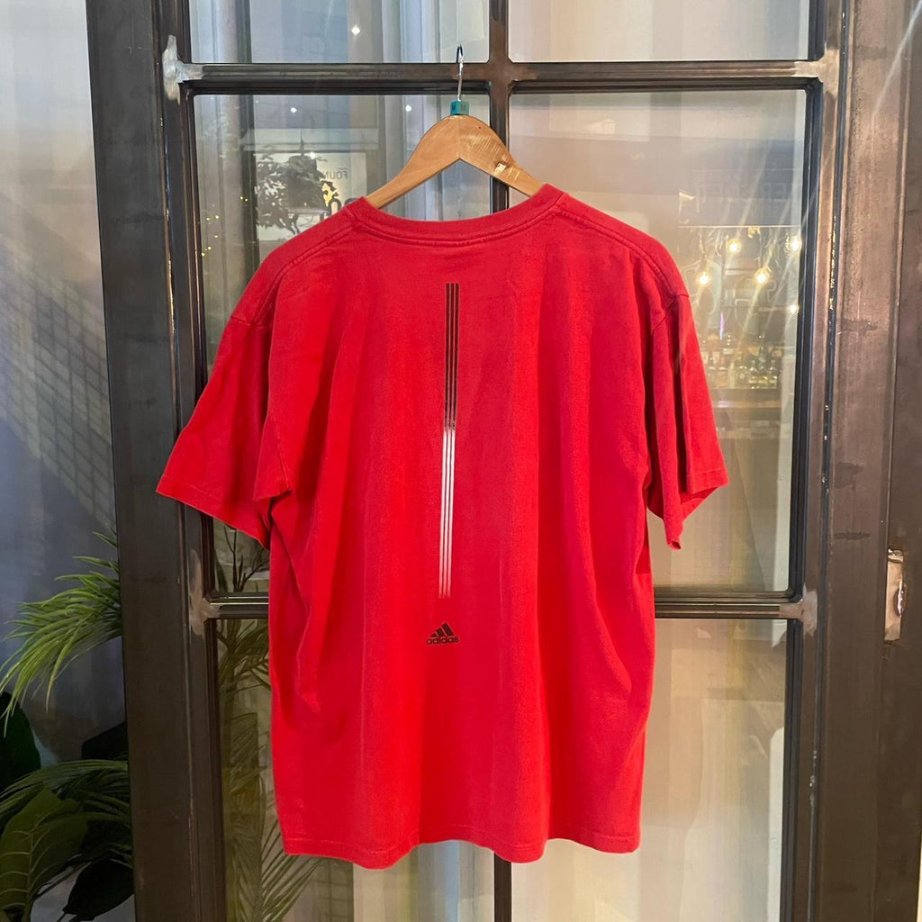 0225D97P - Vintage Retro Essential Red Adidas Graphic Print Top Tee T-shirt #90s #graphic #top #essential #adidas